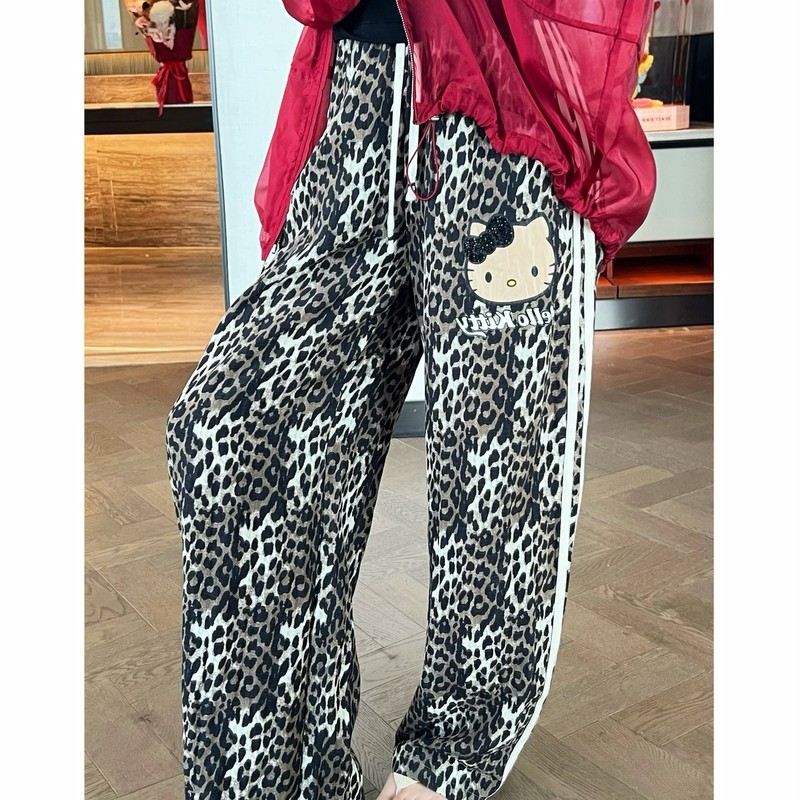 Shenzhen Nanyou European Style Bohan2026 Summer New Ribbon Leopard Print Wide-Leg Sun Protection Pants Trendy Brand for Women Shenzhen Nanyou European Style Bohan2026 Summer New Ribbon Leopard Print Wide-Leg Sun Protection Pants Trendy Brand for Women