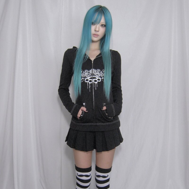 Toxic Ki33 | Street-Style Slim-Fitting Double-Sided Printed Studded Hooded Jacket Toxic Ki33 | Street-Style Slim-Fitting Double-Sided Printed Studded Hooded Jacket