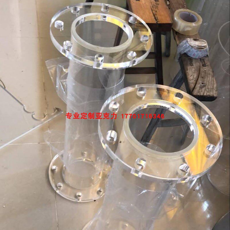 High transparent acrylic tube flange connected thread hole blind glass tube flange connection