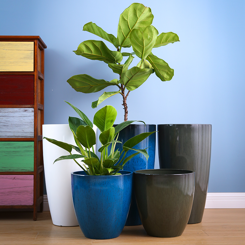 Resin flower pot large floor-to-ceiling loose-tailed sunflower bird of paradise special pot imitation ceramic plastic flower pot large-caliber 30 or more