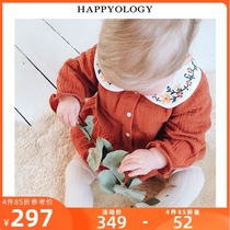 Happyology British baby one-piece spring and autumn pure cotton long-sleeved newborn cute super cute princess clothes Air conditioning clothes