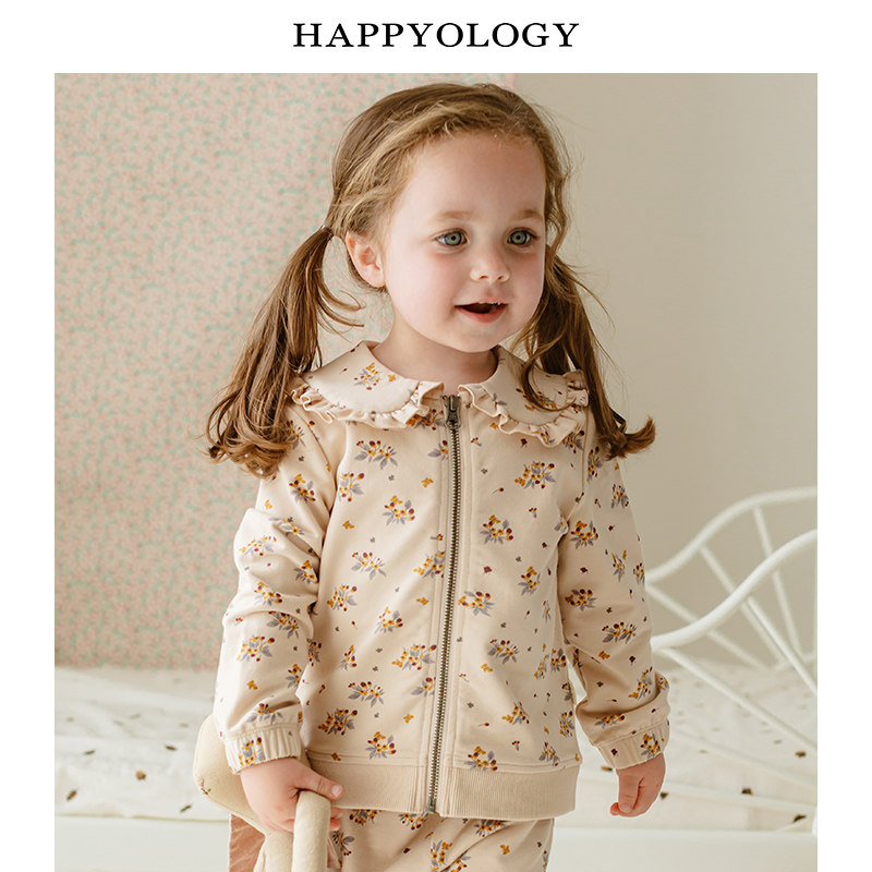 Happyology UK Girl's Thick T-shirt Organic Cotton Children Original Printed Cardiovert Fall Fairytale Turtleneck Jacket