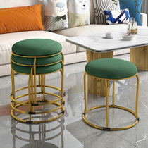 Light luxury golden stool Household net red small stool low stool Nordic round stool dining table stool Modern simple storage bench
