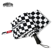 rabbituu (Black and White world)umbrella Large automatic umbrella mens folding wind resistant stainless steel double