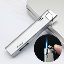 Omai 213 strip straight punching lighter visible steam box metal inflatable windproof lighter with hole customization