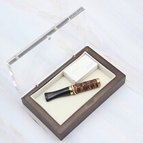 Elegant Yew Yew Pull Rod Type Solid Wood Cigarette Holder Business Men Gift Cigarette Holder Engraving Horse to Success Shenlong