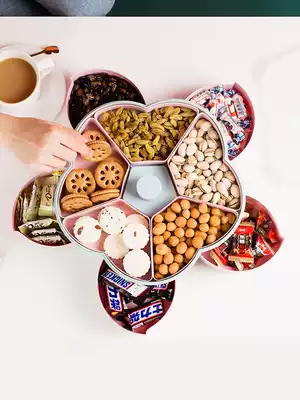 Rotating double layer multi-layer candy box dried fruit storage box home creative living room melon seeds snack nut plate fruit plate