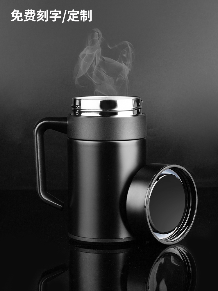 Thermos cup 304 stainless steel men's high-grade large capacity water cup with filter office tea cup