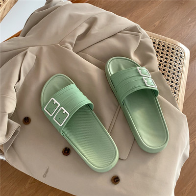 Double Button & Greenslipper female summer Fairy wind fashion indoor non-slip soft sole ins bow Internet celebrity House household take a shower Sandals