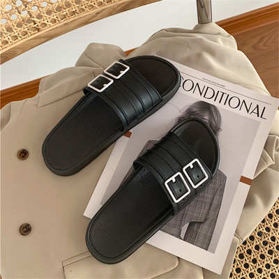 Double Button & Blackslipper female summer Fairy wind fashion indoor non-slip soft sole ins bow Internet celebrity House household take a shower Sandals