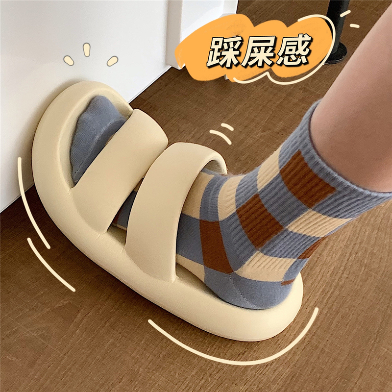 New Korean Style 2021 Women's Summer Slippers with Double Straps, Solid Color, Personalized for Home Use, Non-Slip Soft Sole Eva Slippers for Bathroom