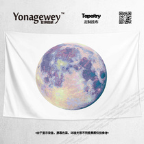Nordic fresh hand-painted Moon White Moon Moon surrounding decoration painting wall poster tapestry hanging cloth background cloth