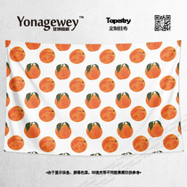 INS cute girl wind hand-painted orange orange bedroom dormitory Net Red live decoration background cloth poster hanging cloth