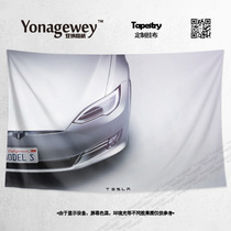 Tesla edamame Model S modified car perimeter car shop decoration background cloth poster hanging cloth tapestry