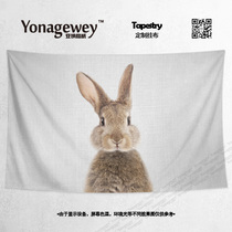 Cute cartoon rabbit dormitory bedroom homestay renovation decoration painting background wall cloth decoration poster tapestry hanging cloth