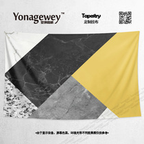 Nordic modern light luxury atmospheric marble color splicing living room sofa wall decoration poster background cloth hanging cloth