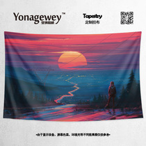 Sunset sunset dusk sky residual sun sunset living room dormitory bedroom decoration background wall cloth wall hanging poster tapestry