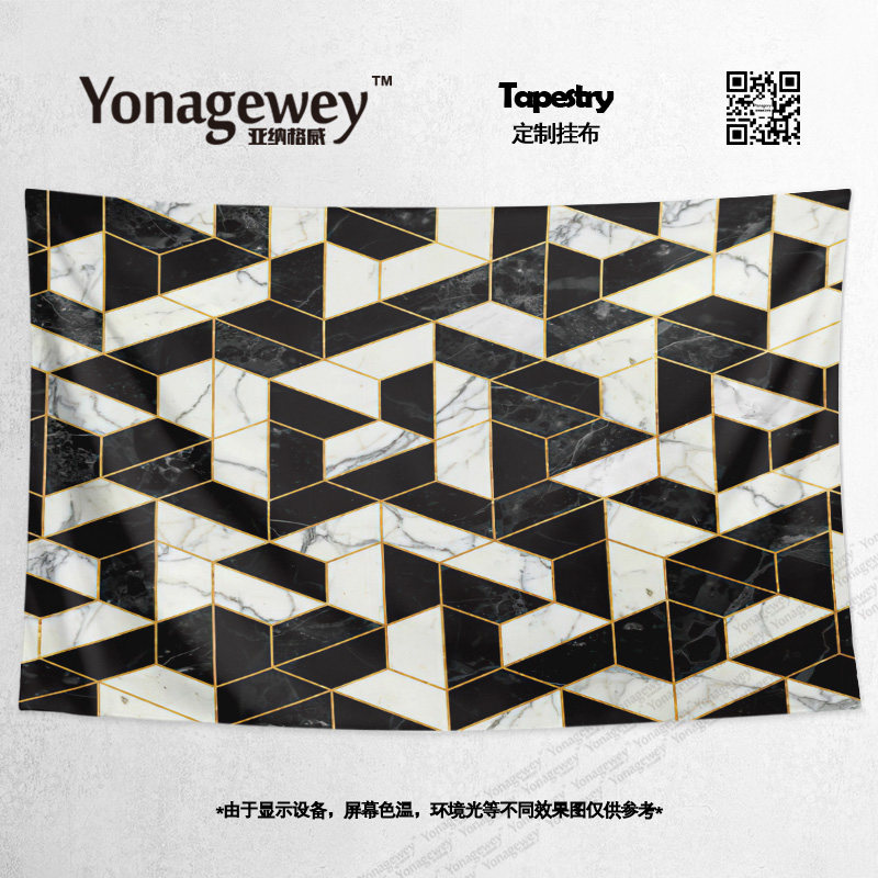 Creative modern light luxury marble cut geometric splicing bedroom living room decoration background cloth poster tapestry