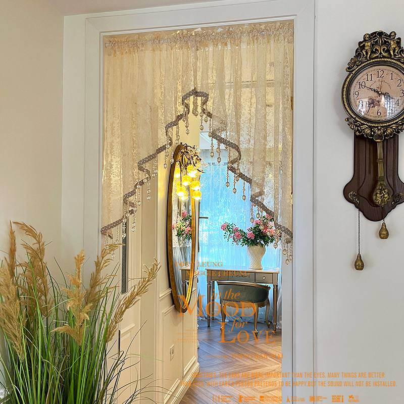 【High-End Embroidery】Heavy-Duty Beaded Creative Door Curtain, Sheer Curtain with a Sense of Atmosphere, No-Drill Half-Arch Curtain, Triangular Curtain 【High-End Embroidery】Heavy-Duty Beaded Creative Door Curtain, Sheer Curtain with a Sense of Atmosphere, No-Drill Half-Arch Curtain, Triangular Curtain