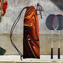 Badminton racket bag single thickened velvet printed drawstring pocket portable diagonal outdoor racket bag fashion trend