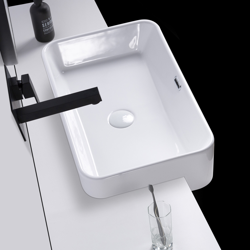 Lejia bathroom dressing room semi-embedded table basin ceramic semi-hanging table wash basin with overflow hole embedded Square