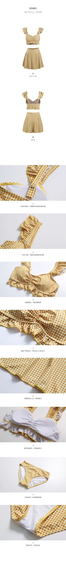 Ngực nhỏ, phong cách Nhật Bản, bên hông mịn màng, áo tắm giảm béo, bikini, áo tắm nước nóng ba mảnh nữ - Bikinis