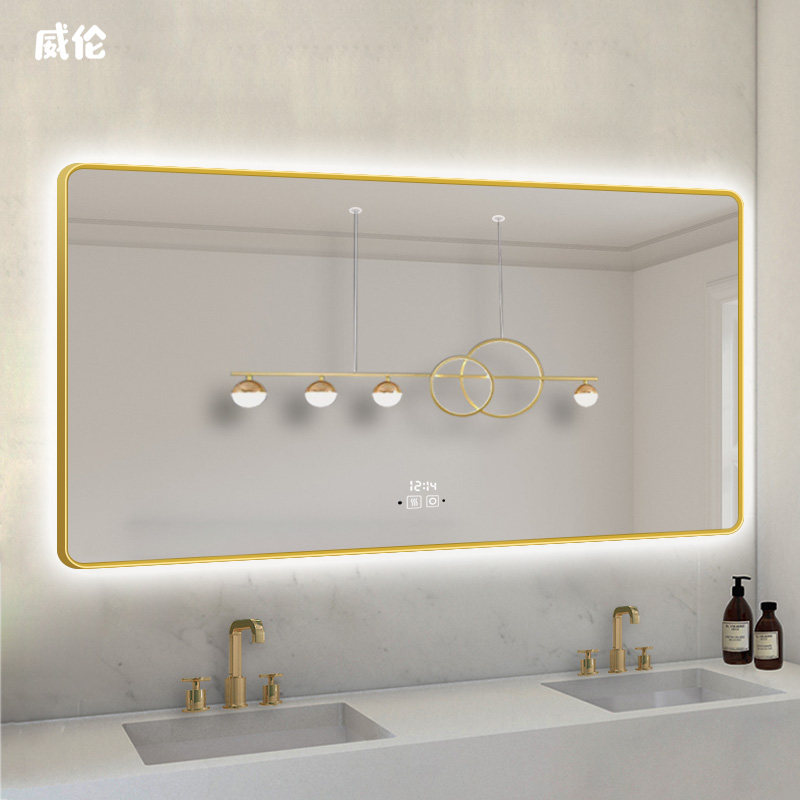 Khung đèn gương phòng tắm cao cấp gương phòng tắm đèn led thông minh gương chống sương mù chậu rửa treo tường gương phòng tắm tùy biến