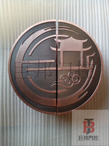 Chinese semi-circle handle bag compartment door solid wood door No frame door glass door handle custom LOGO antique bronze color handle