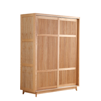 New Chinese Original Wood Color Solid Wood Wardrobe Zen Dei Yohei Open Door Open Door Push Ramen Locker Lockers Hang Wardrobe Folk Custom