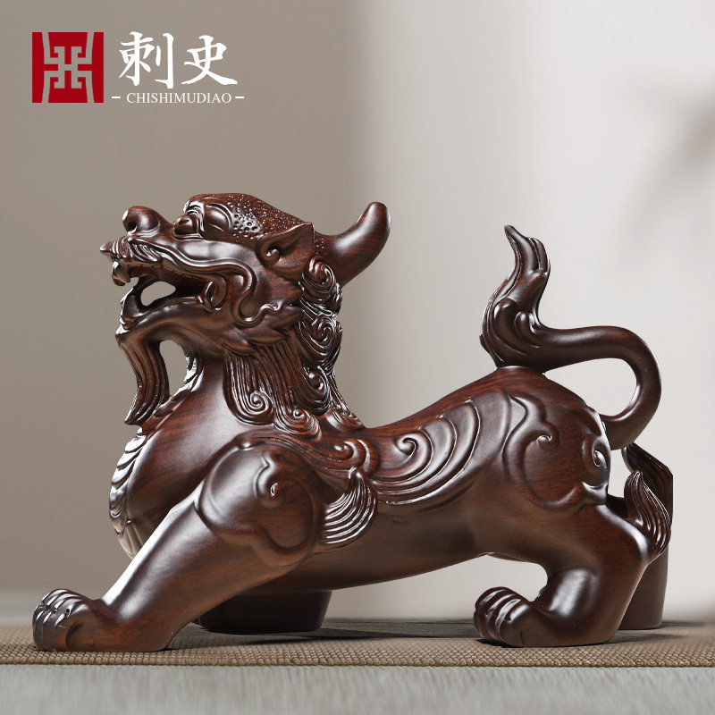 Black sandalwood Carved Leather Cuppa with a pair of solid wood engraved red wood Picchu living room Home Decorative Craft Gifts