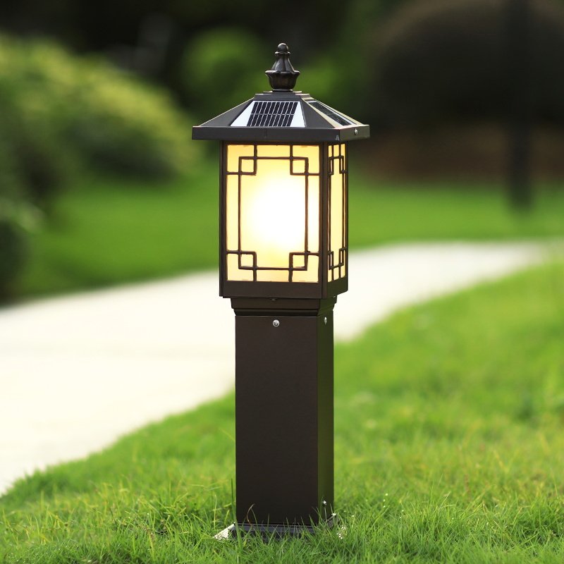 Solar lawn lamp waterproof outdoor garden lamp New Chinese outdoor garden park villa aisle street lamp