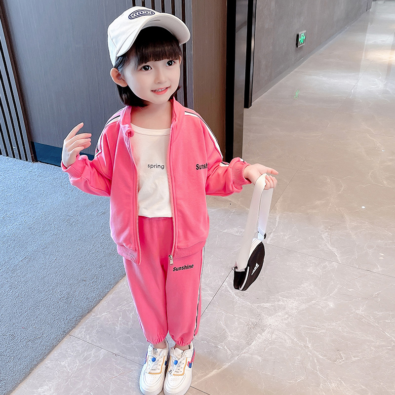 Korean girls' spring and autumn clothes 2022 new children's long-sleeved suits girls baby Korean version fashionable sports two-piece suits