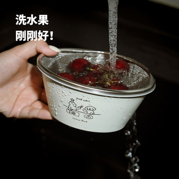 蓝莲花不锈钢沥水篮双层水果篮子家用淘米神器洗菜筛子食品级小号