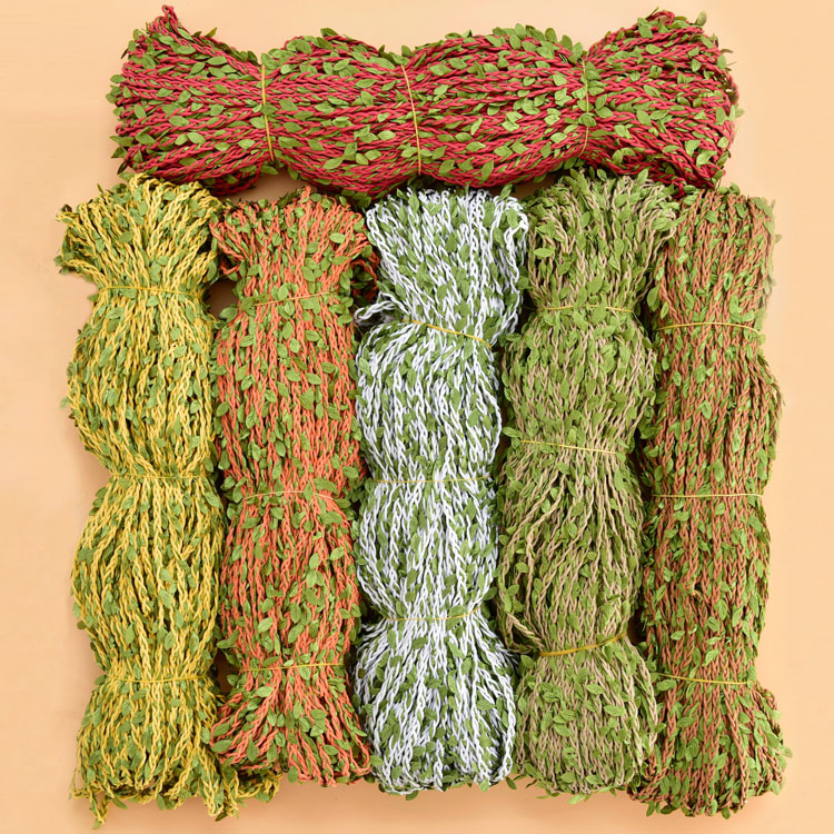 Simulation Hemp Blossom Green Tree Leaf Wax Thread Rope Plant Vine Strip Decorative Material DIY Handmade Decorative material accessories