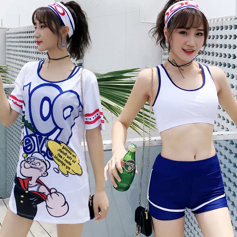 Mới chia áo tắm nữ in lưới đỏ học sinh ngực nhỏ thu thập bảo thủ mỏng Pingjiao mùa xuân nóng bỏng váy bơi Hàn Quốc - Bộ đồ bơi hai mảnh 	các kiểu đồ bơi 2 mảnh	
