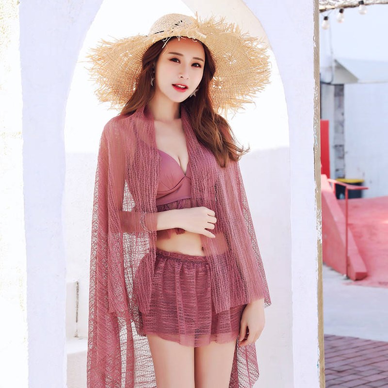 Nữ sinh mới bơi đồ bơi mỏng áo tắm nữ ba mảnh Hàn Quốc bảo thủ chia bikini gợi cảm - Bikinis ao tắm
