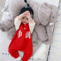 Tiger year newborn baby Chinese New Year clothes Winter dress New Year Tiger baby Baiyear conjoined China Wind full moon autumn and winter suit