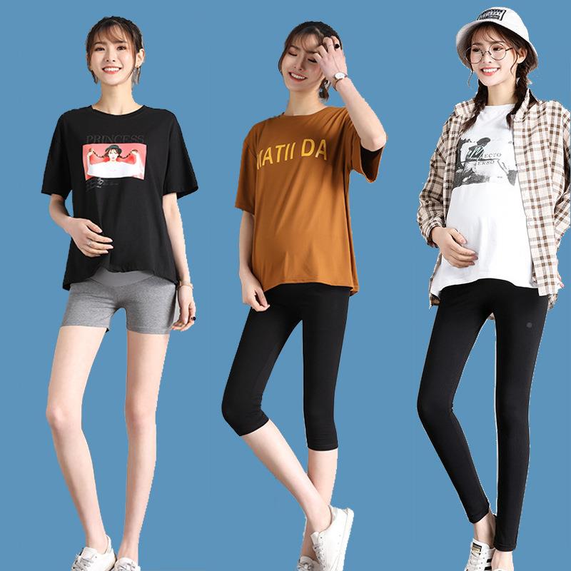 Pregnant woman beats bottom pants spring and summer slim fit outside wearing in-home anti-walking light high waist tight body cotton pregnant woman small leggings-Taobao