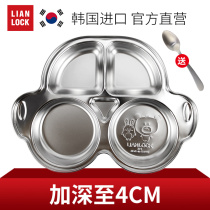 Korean joint buckle deepened car dinner plate Childrens 304 stainless steel tableware Kindergarten dinner plate rice grid