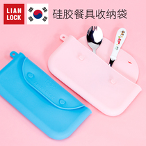 Joint buckle children tableware storage bag travel waterproof portable baby spoon Fork chopsticks silicone storage box