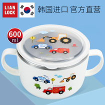  Joint buckle Korean imported car soup bowl student tableware Childrens 304 stainless steel anti-scalding and anti-falling rice bowl with lid