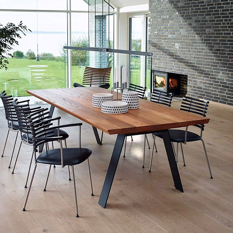 Set to make loft solid wood meeting table long table iron art rectangular reception for negotiation table American industrial wind desk