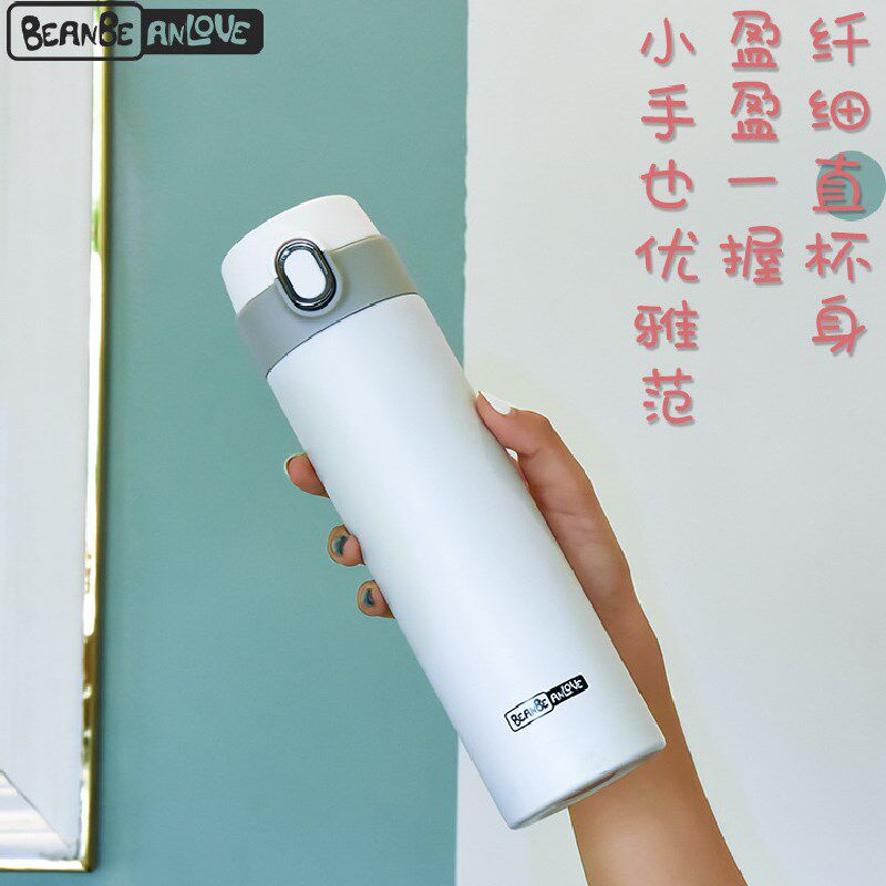 Double-layer 304 stainless steel fresh outdoor business student cup bouncing thermos cup quality women's simple fashion cup