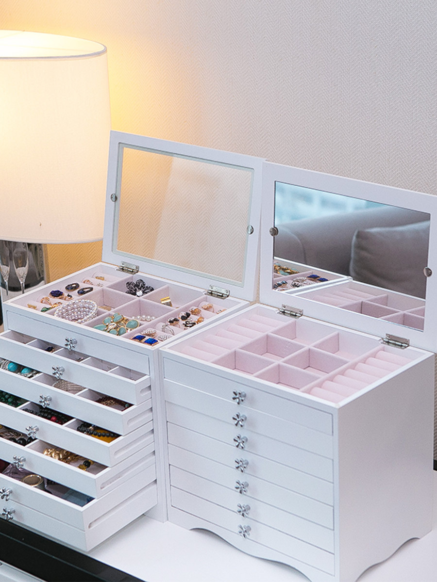 Jewelry storage box Household wooden high-grade ring box Multi-layer large capacity jewelry box Wedding Valentine's Day gift