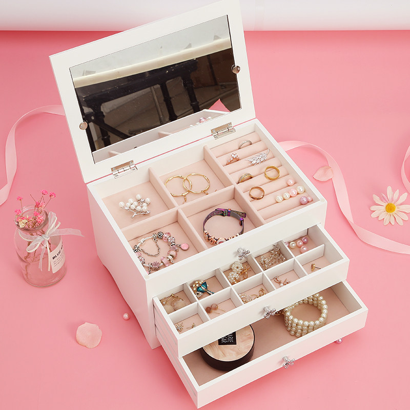 Makeup Desk Accessories Box Containing Box Ornament Drawer Wood Finishing Box O Korean Princess Girlfriend Gift