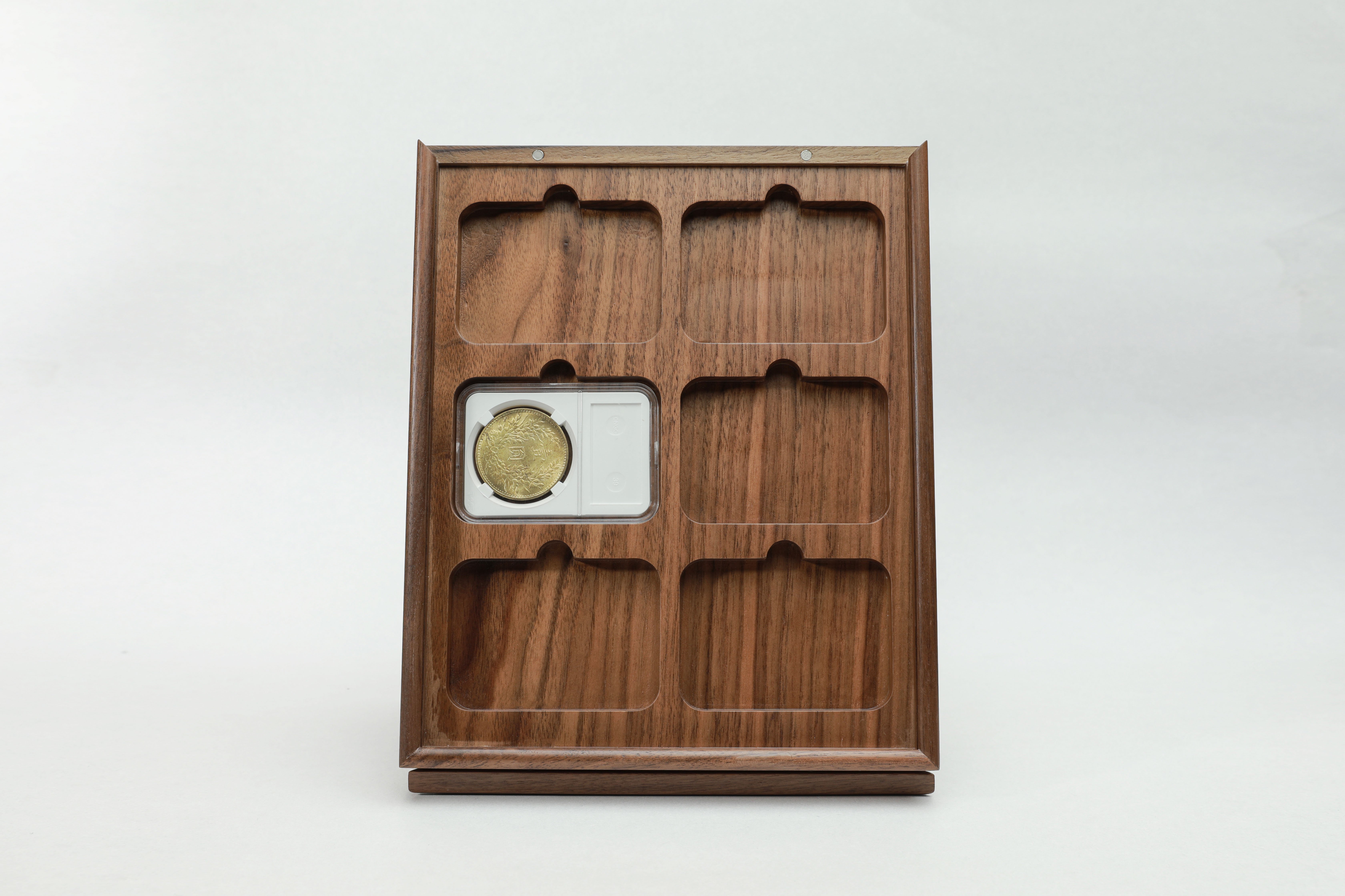 Yuantai wooden letter North American black walnut 6 pieces NGC Huaxia preservation silver dollar rating coin display collection box