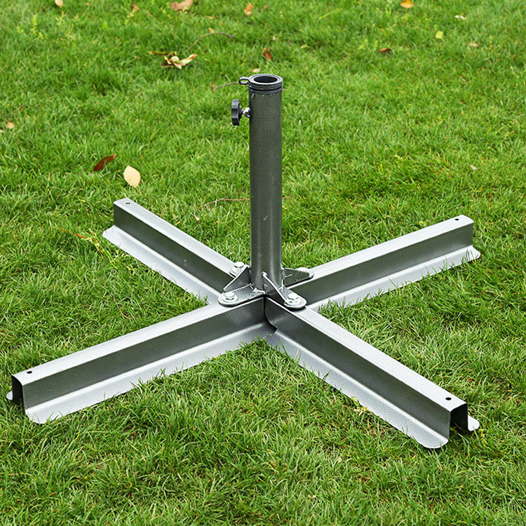 Outdoor parasol large base black reinforced iron frame Black Cross Umbrella parachute parachute mounted