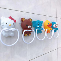 Childrens towel rack cartoon cute non-perforated bathroom storage Rod hanging baby wash towel special adhesive hook hanger small