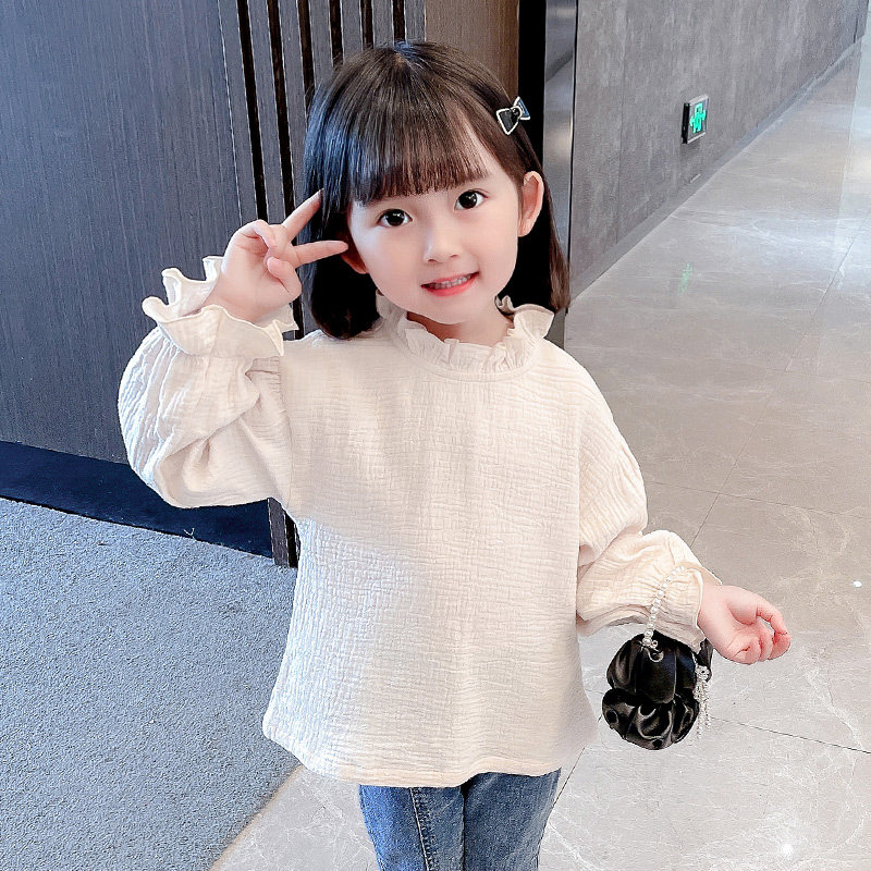 Girl Shirt Spring Autumn 3 Year Old Woman Baby Han Version Trendy Blouse Children Long Sleeve Princess Florian Shirt Spring Dress