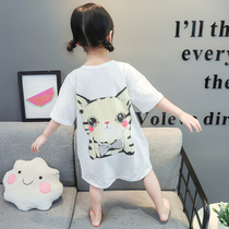 Girl thin nightgown female baby cotton jumpsuit Summer Girl Home dress child short sleeve air conditioning suit pajamas